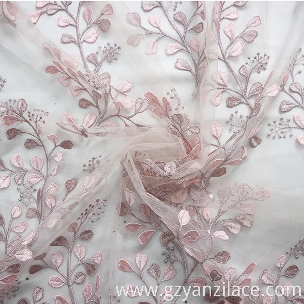 Light Pink layser Embroidery Lace Fabric